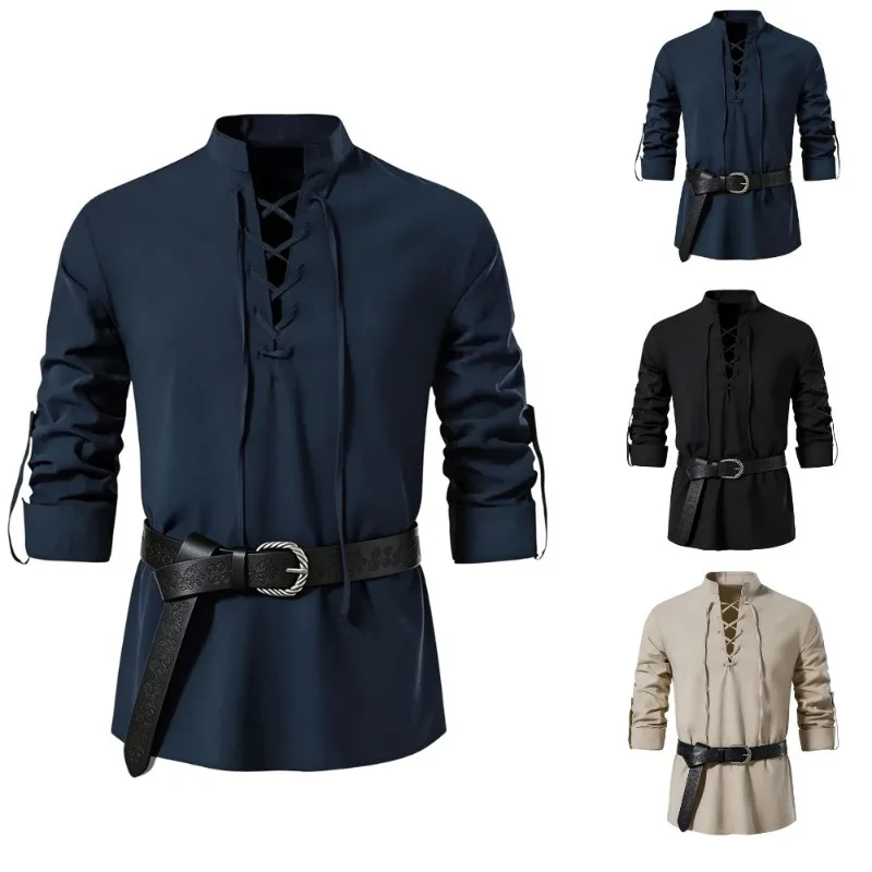 Medieval Gothic Lace Up Pirate Shirt - Chemise médiévale de style viking pour