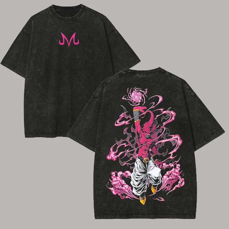 Acid Wash Vintage Graphic T Shirt - T-shirt Kid Buu Dragon Ball Z