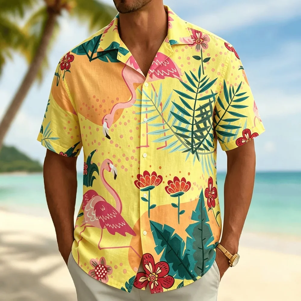 Vintage Hawaiian Floral Shirt - Chemise à manches courtes pour homme,