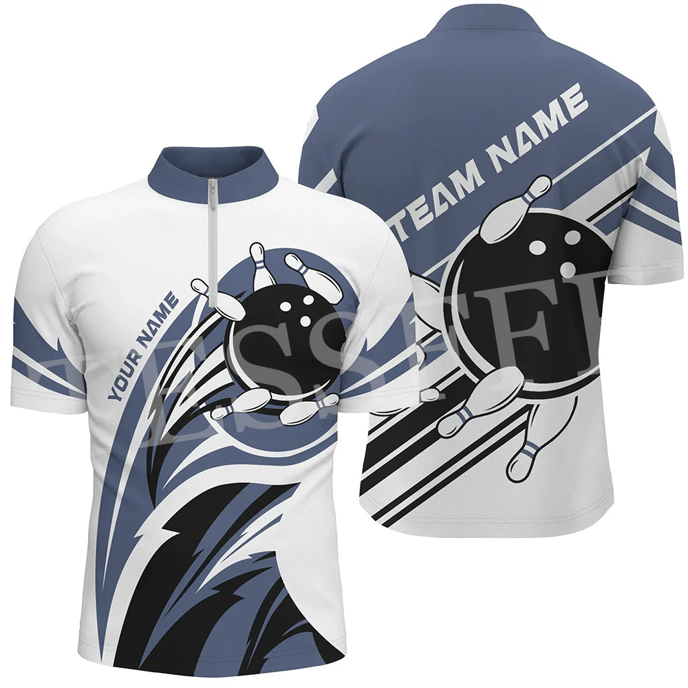 Short Sleeve Bowling Shirt Retro - Polo Manches Courtes avec Nom Personnalisé,