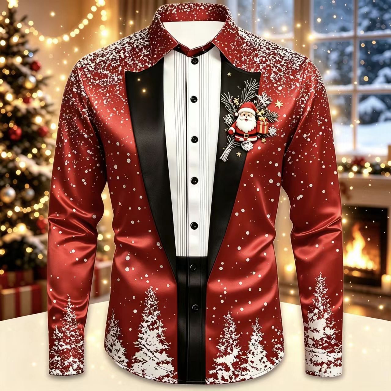 Men Christmas Satin Long Sleev - Mens Satin Silk Dress Shirt avis et prix