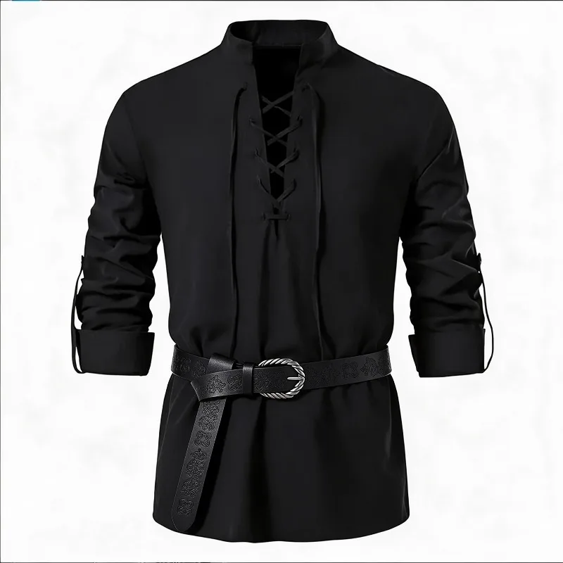 Chemise médiévale de style vik - Medieval Gothic Lace Up Pirate Shirt avis et prix