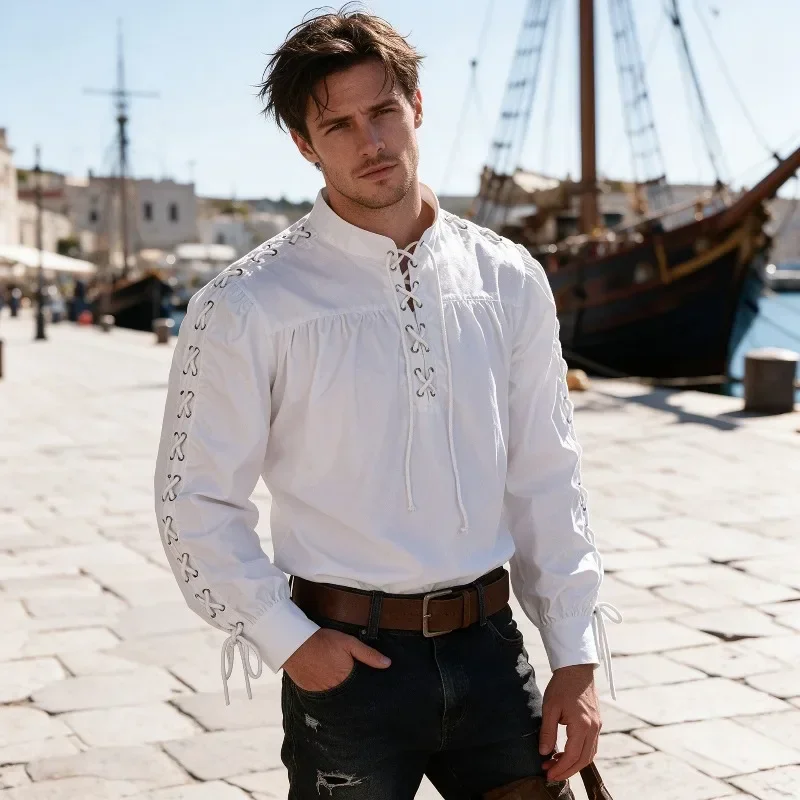 Chemise de pirate médiévale po - Medieval Gothic Lace Up Pirate Shirt avis et prix