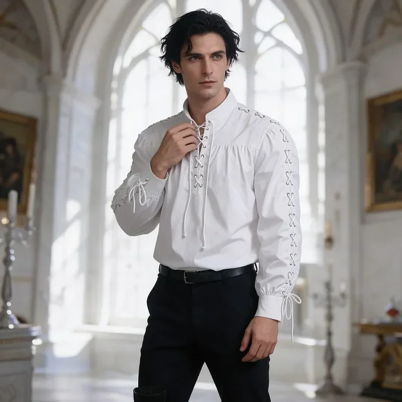 Chemise de pirate médiévale po - Medieval Gothic Lace Up Pirate Shirt avis et prix